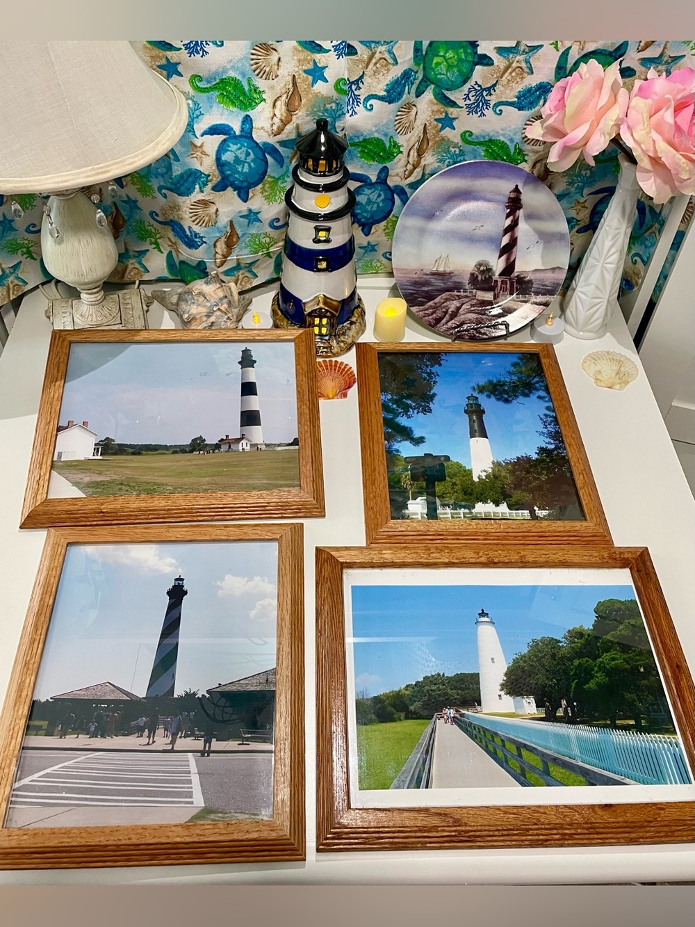 Set of 4 Lighthouse Photos – Cape Hatteras, Bodie, Hunting Island & Ocracoke